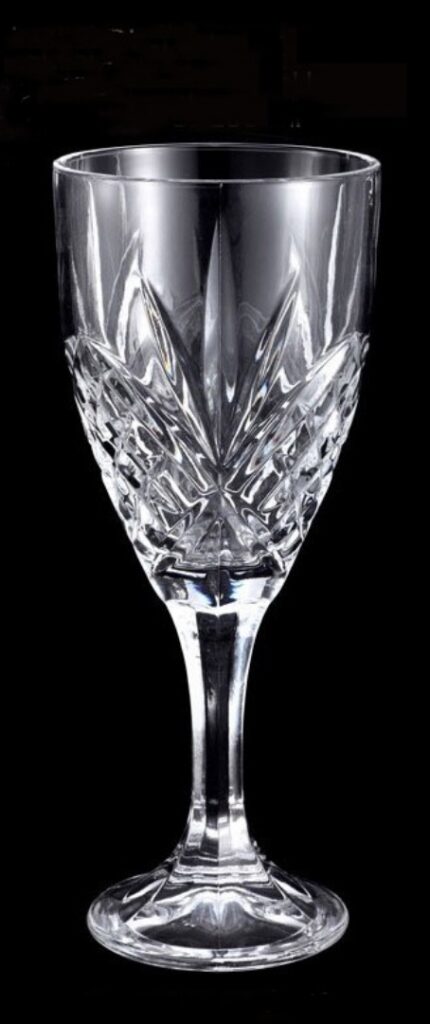 crystal cut wine glass hire
