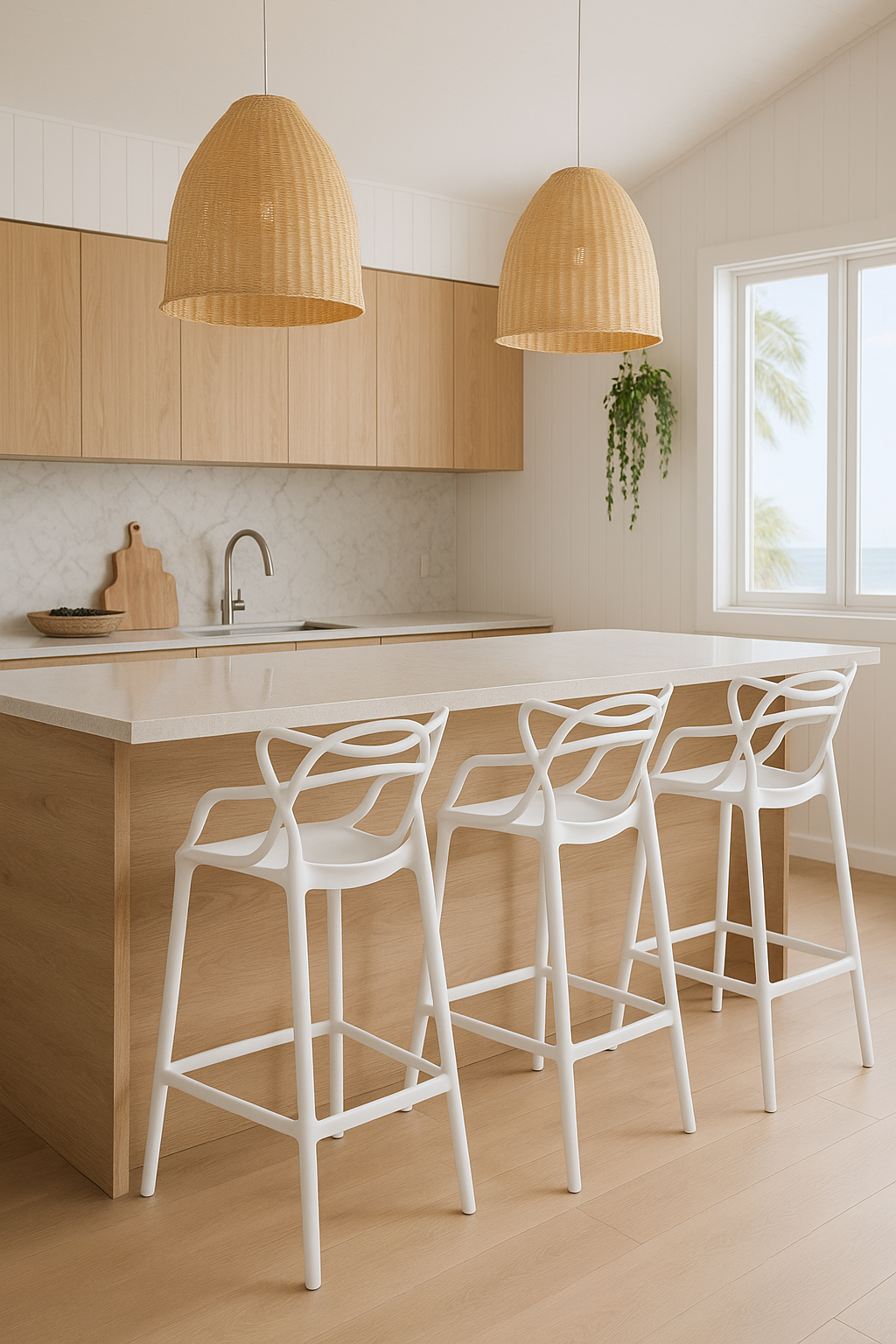 Halo Stool 3 white kitchen stools