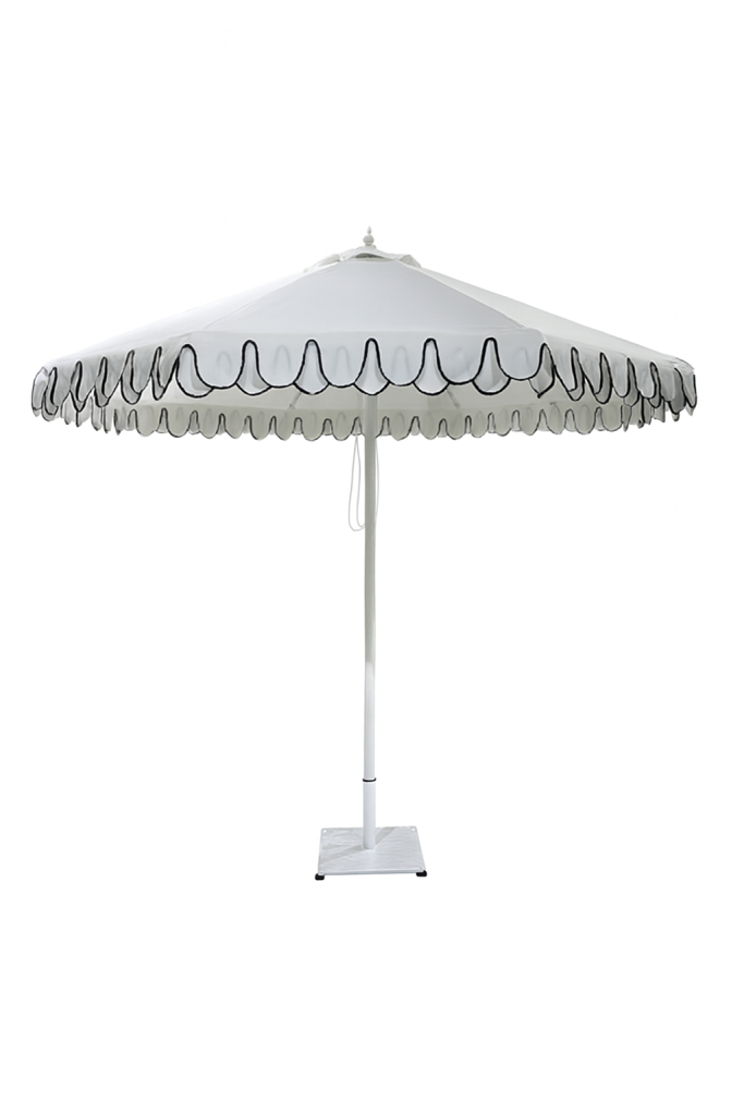 Scalloped market umbrellas