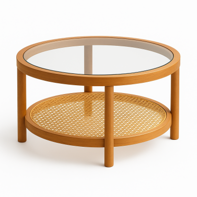 Natural Rattan Coffee Table HIre